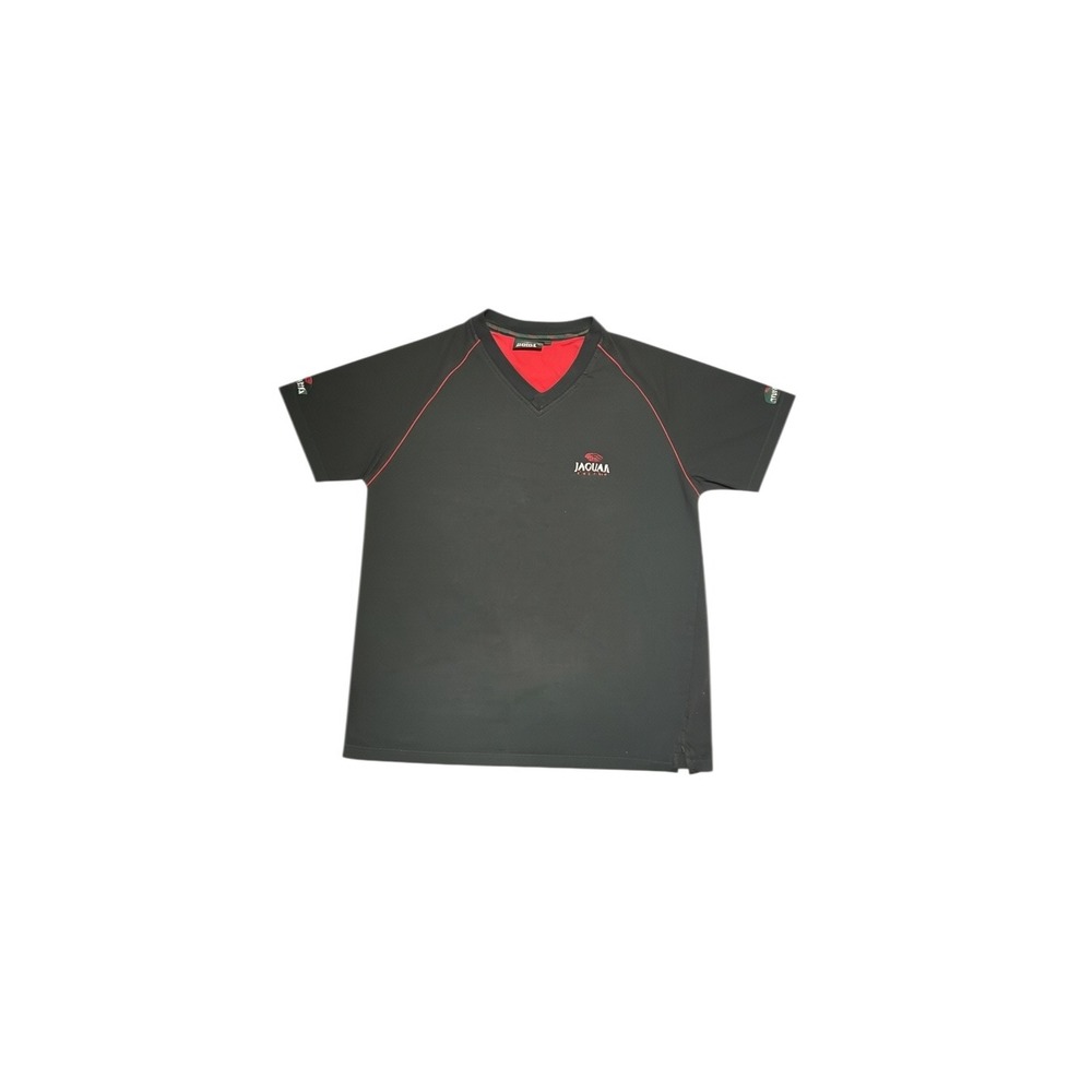 Jaguar Racing Mens Tee Shirt Size Large Black Red V-Neck Raglan Performance Logo - Picture 12 of 15